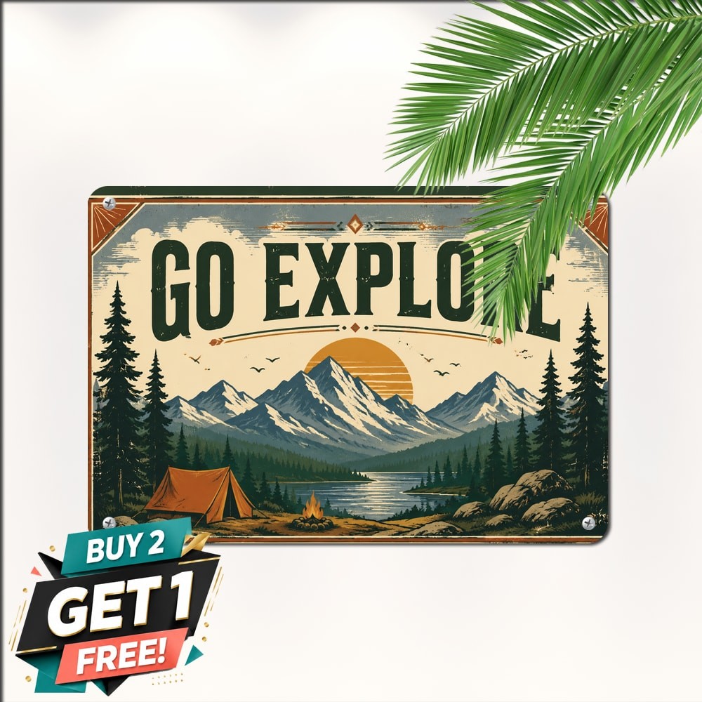 National Park Camping Adventure Metal Tin Sign Retro Outdoor Wall Decor 8x12