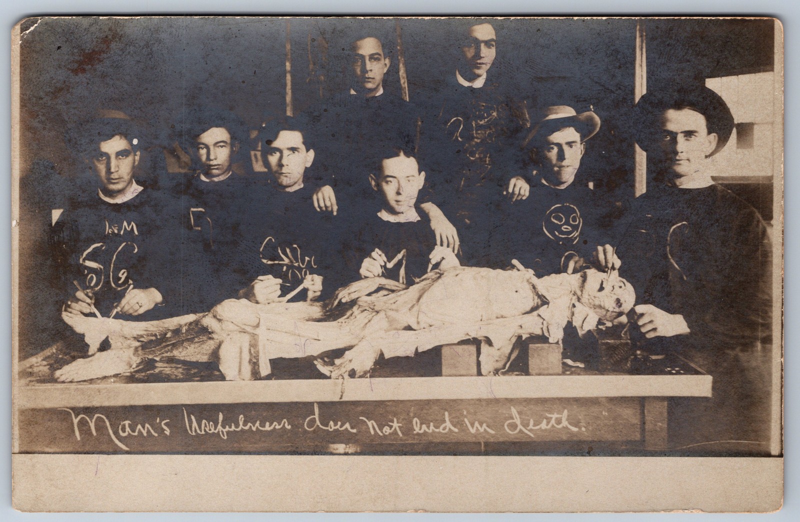 RPPC Medical Students Cadaver Dissection Memento Mori Anatomy Postcard c1905 RPPC Medical Students Cadaver Dissection Memento Mori Anatomy Postcard c1905
