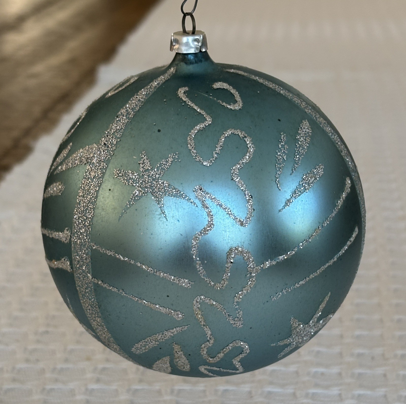 Vintage West Germany Large Satin Blue Silver Mica Glass Christmas Ornament 4” Vintage West Germany Large Satin Blue Silver Mica Glass Christmas Ornament 4”