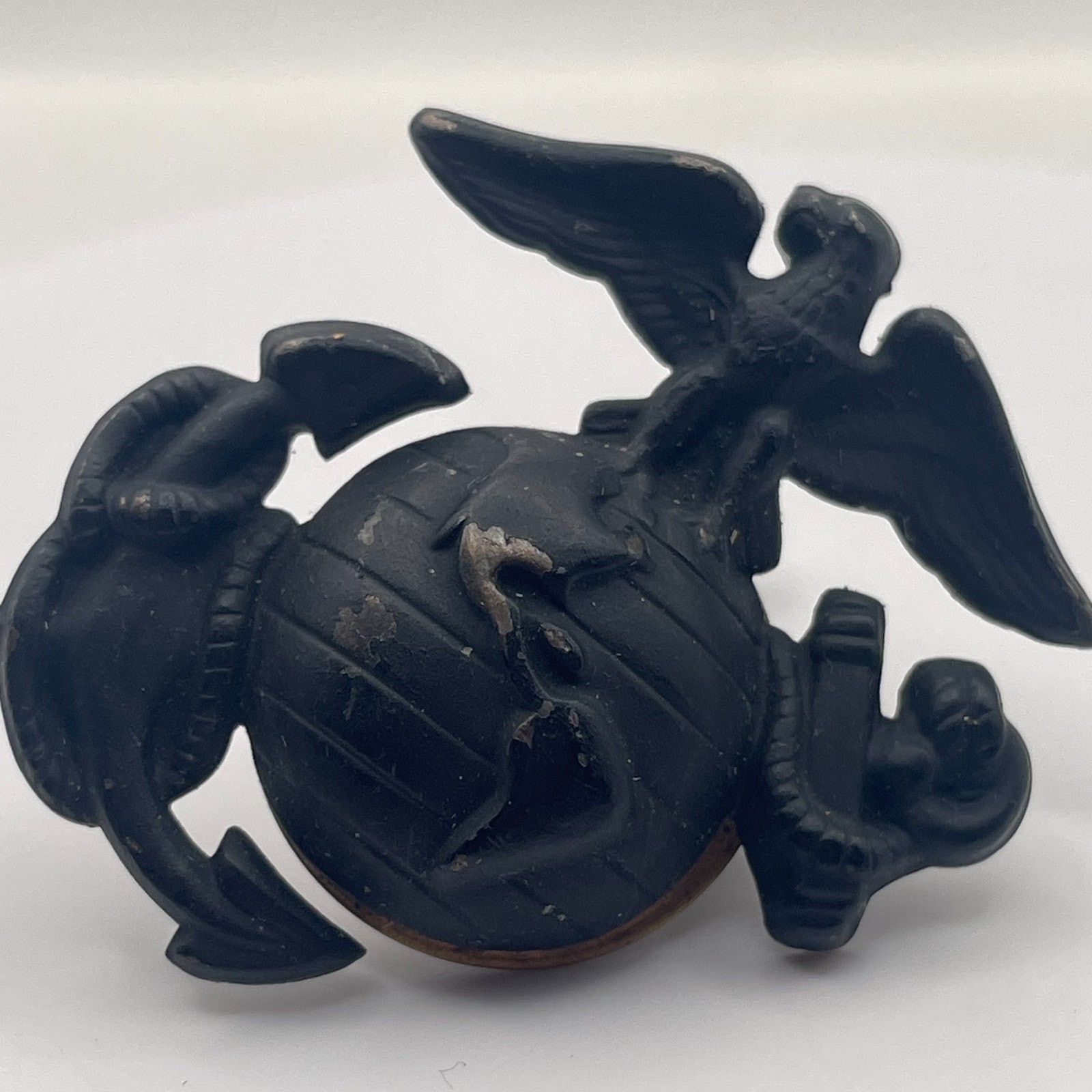 VTG USMC EGA Black Matte Marine Corps Eagle Globe Anchor Dress Cap Screw Back