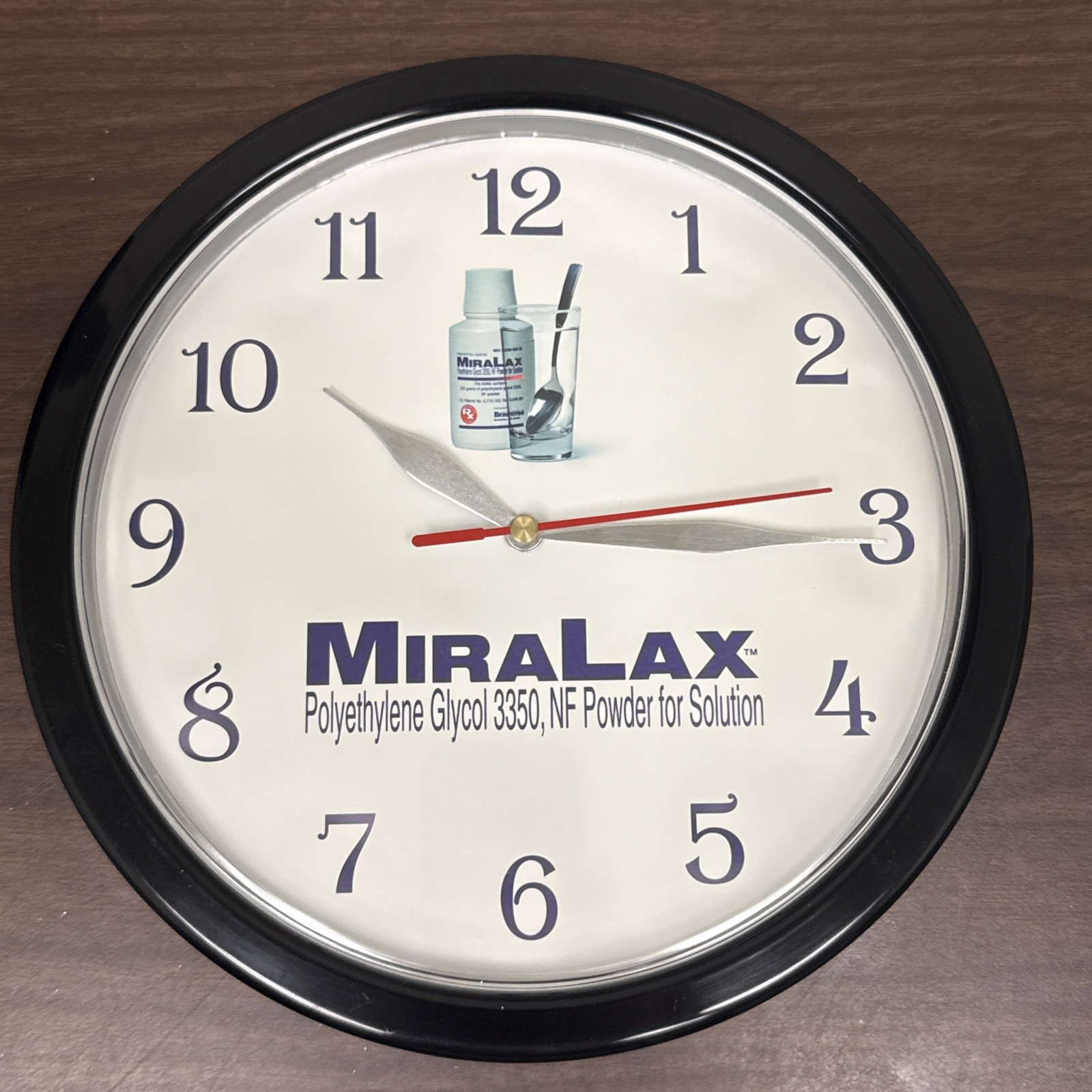MiraLax Plastic Wall Clock Vintage Medicine Pharmaceutical Promotional Item 