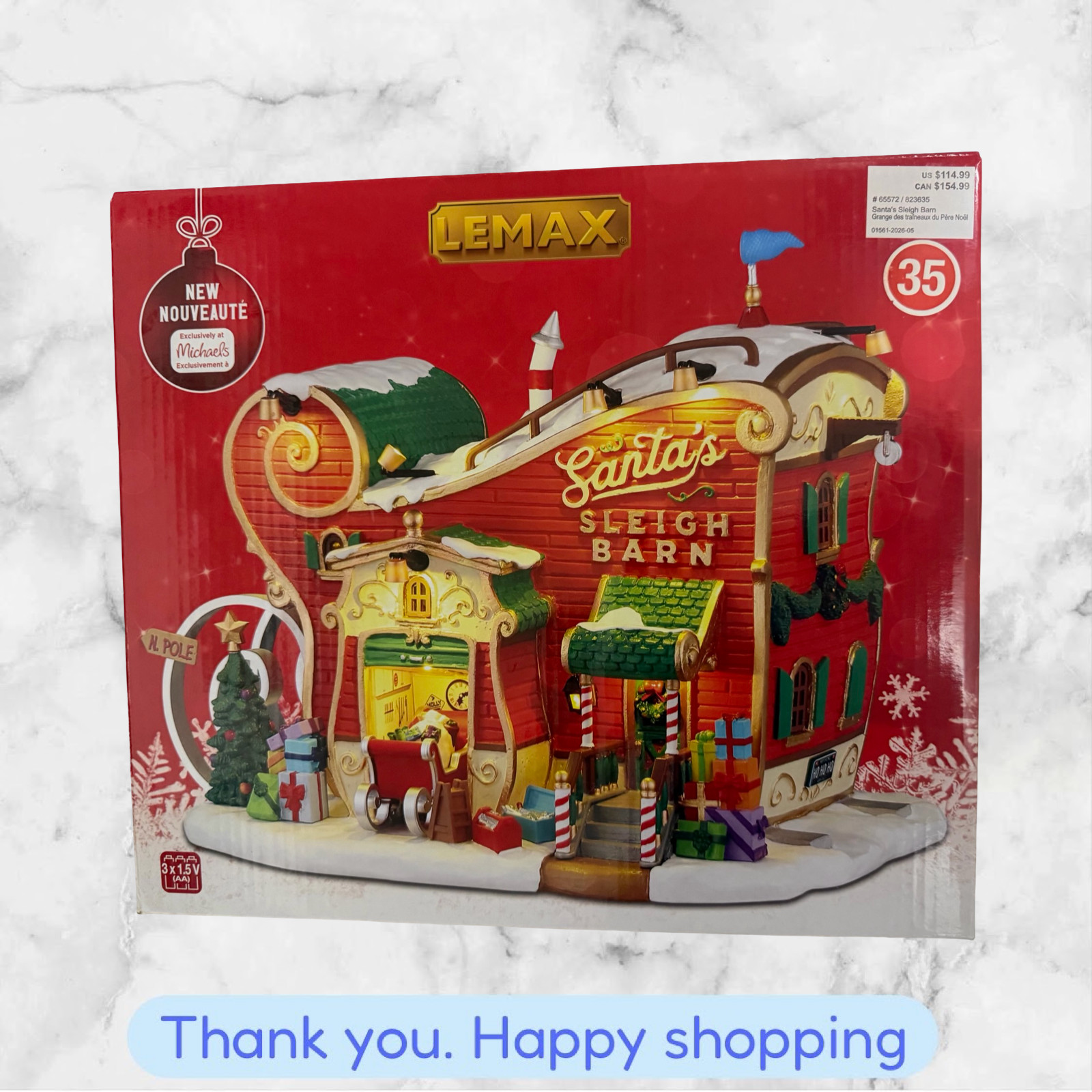 Lemax Santa's Wonderland Santa's Sleigh Barn #65572 BRAND NEW SHIPPING