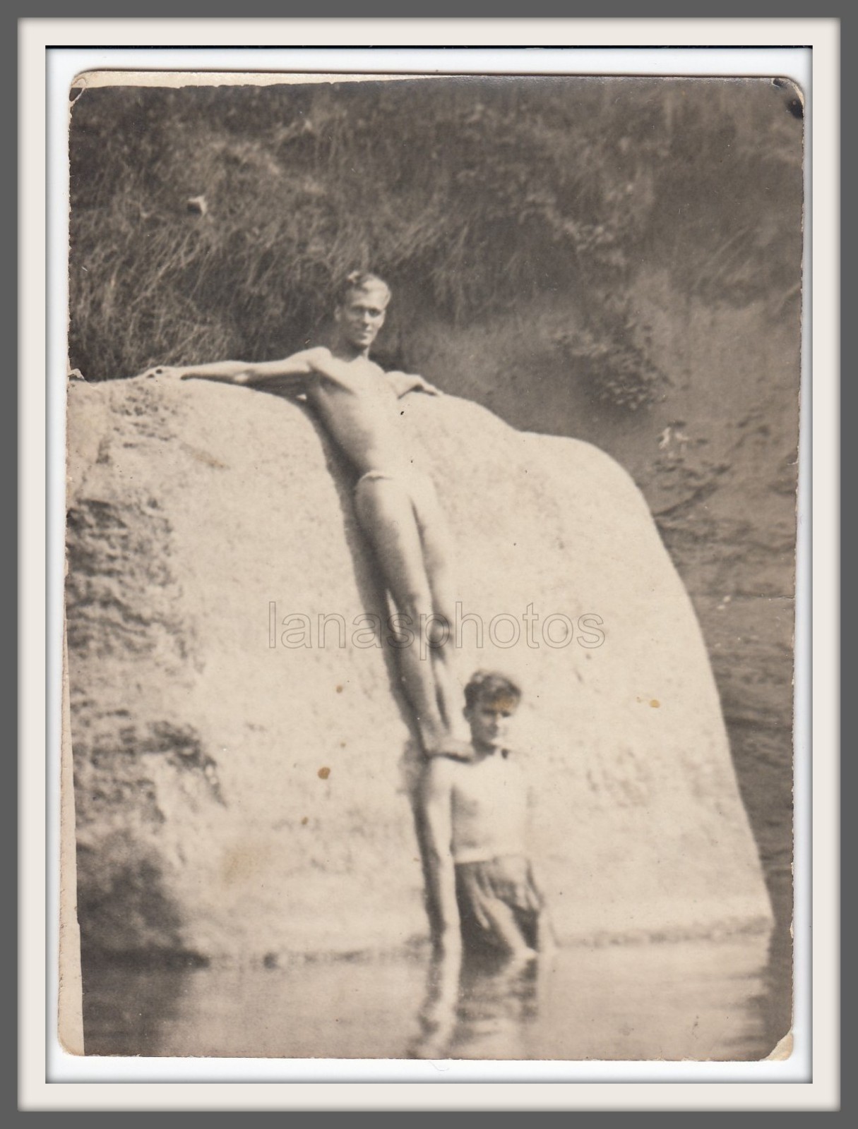 Beach Sports Handsome affectionate men trunks muscle bulge antique photo Gay Int Beach Sports Handsome affectionate men trunks muscle bulge antique photo Gay Int