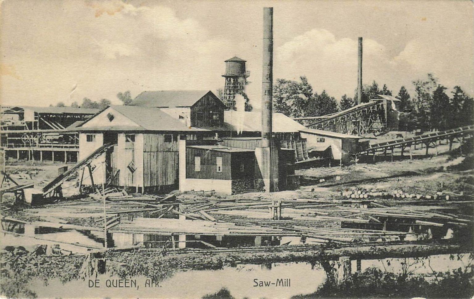 1911 De Queen Arkansas Saw-Mill Postcard - Industrial Lumber Mill Scene 1911 De Queen Arkansas Saw-Mill Postcard - Industrial Lumber Mill Scene