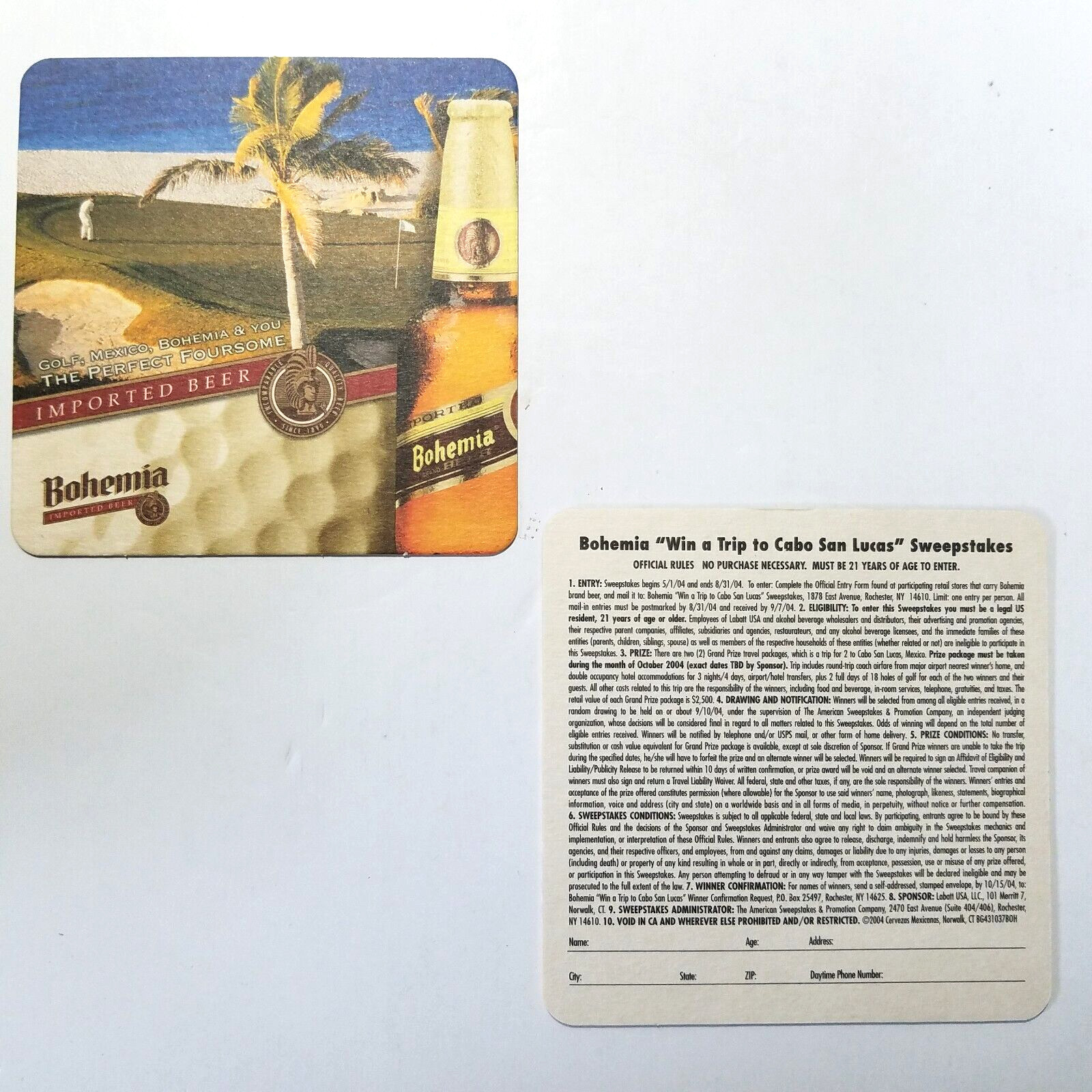 Bohemia Imported Beer Lot of 2 Beer Coasters 4 Bohemia Imported Beer Lot of 2 Beer Coasters 4