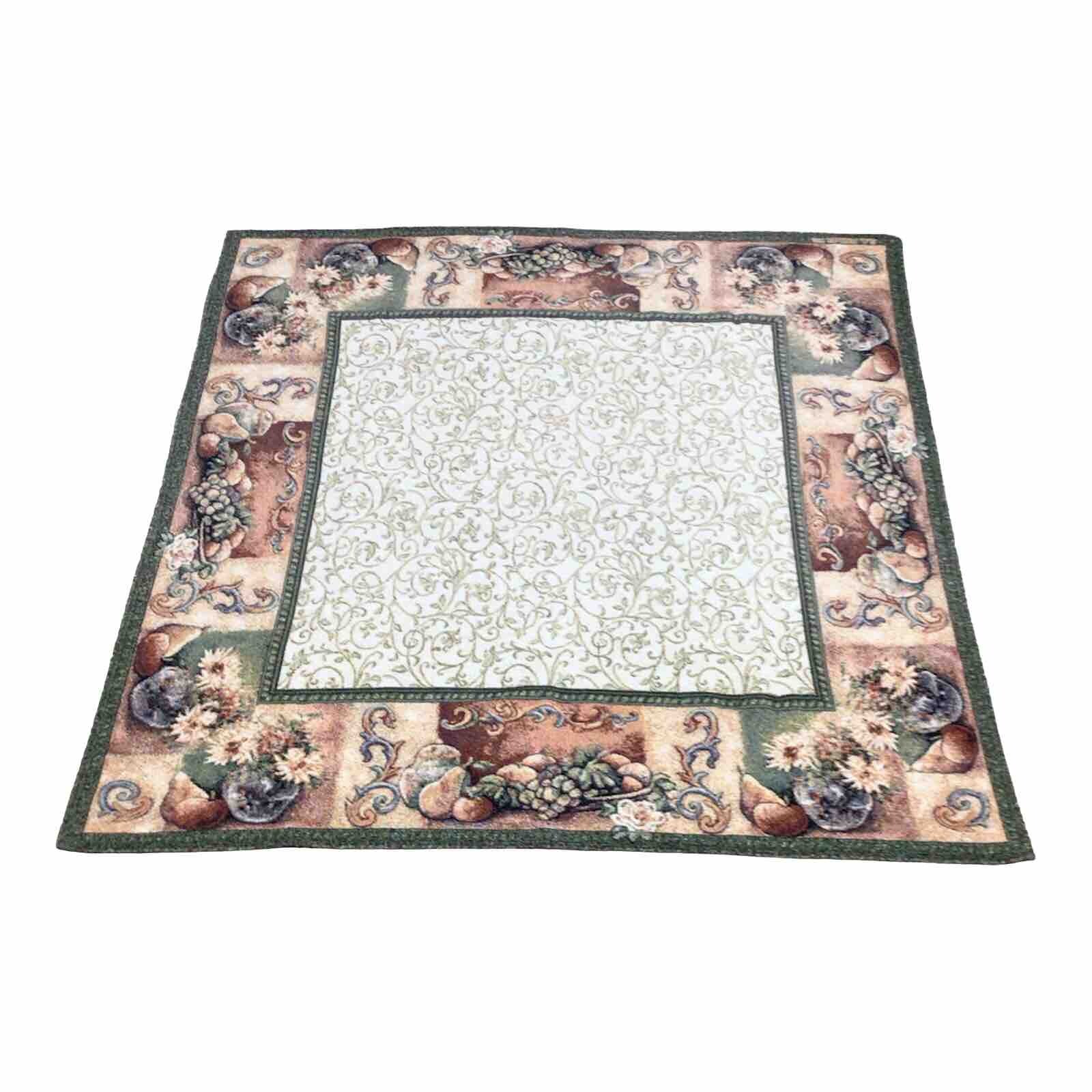 Vintage Tapestry Woven Fruit Floral Tablecloth 52\ Vintage Tapestry Woven Fruit Floral Tablecloth 52\