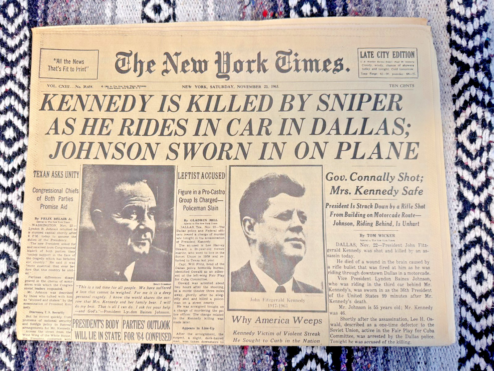 JFK Assassination New York Times Nov 23 1963 Late City Edition Original 60 Pages
