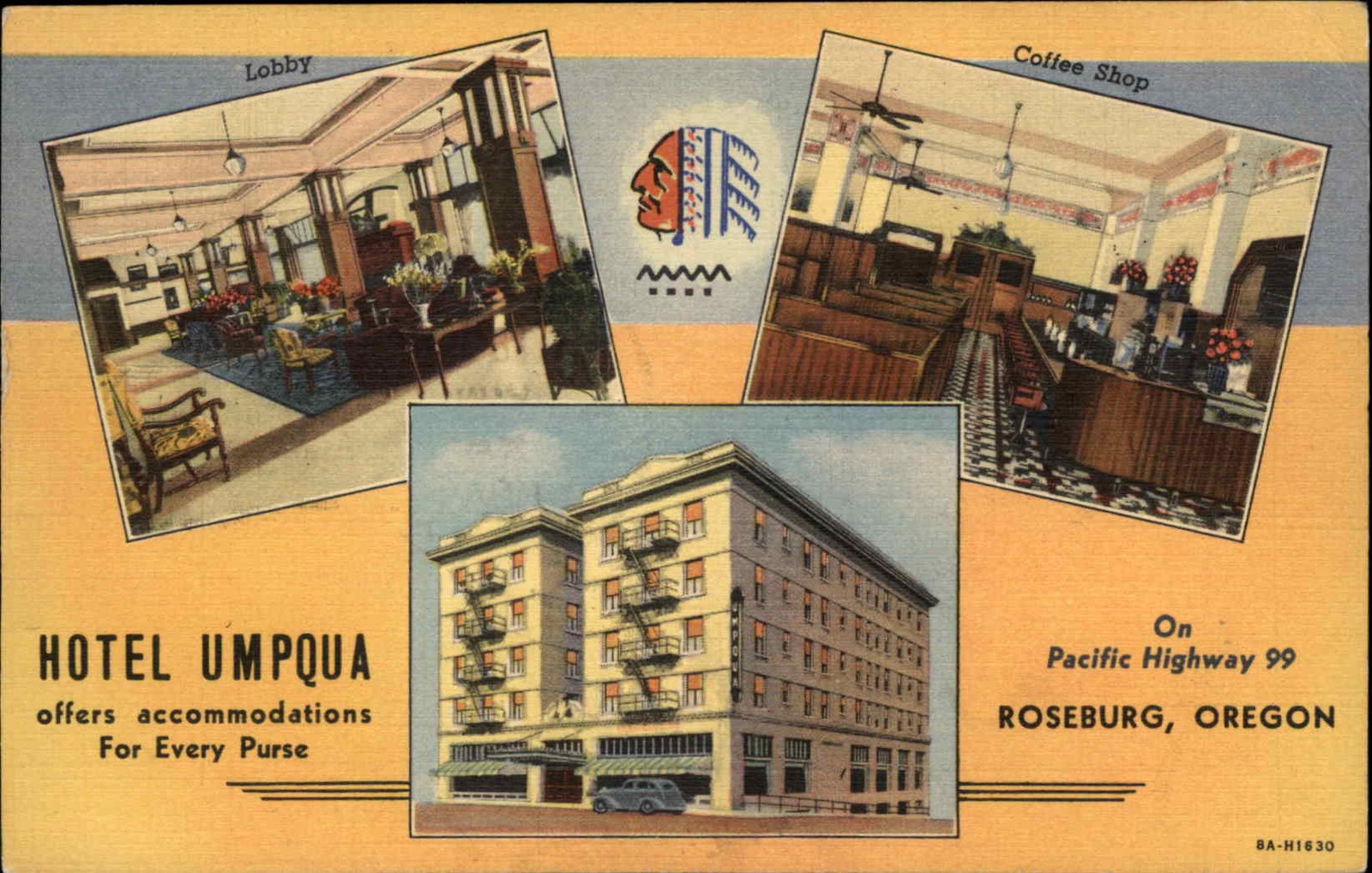 Roseburg OR Oregon Hotel Umpqua Multiview c1930-50s Vintage Postcard Roseburg OR Oregon Hotel Umpqua Multiview c1930-50s Vintage Postcard