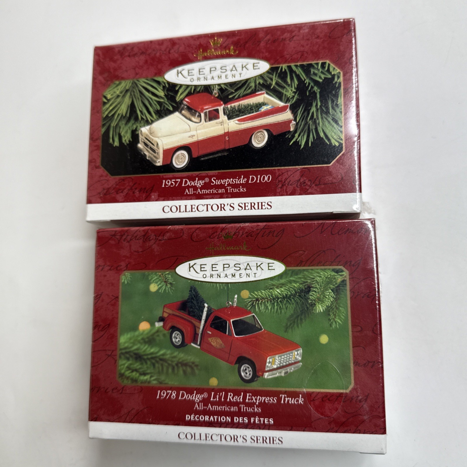Hallmark Keepsake Ornament 1978 Dodge Li’l Red Express Truck + 1957 D100 *NEW*
