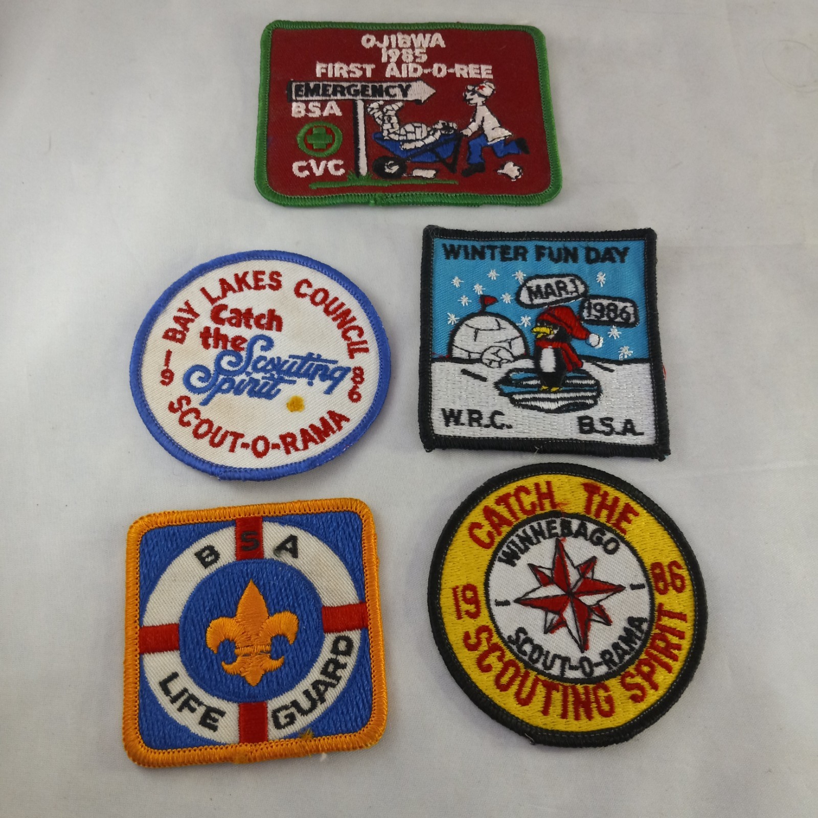 Vintage Boy Scout 80s Patch Lot (5 Patches) BSU Life Guard, Scout-O-Rama (Used) Vintage Boy Scout 80s Patch Lot (5 Patches) BSU Life Guard, Scout-O-Rama (Used)