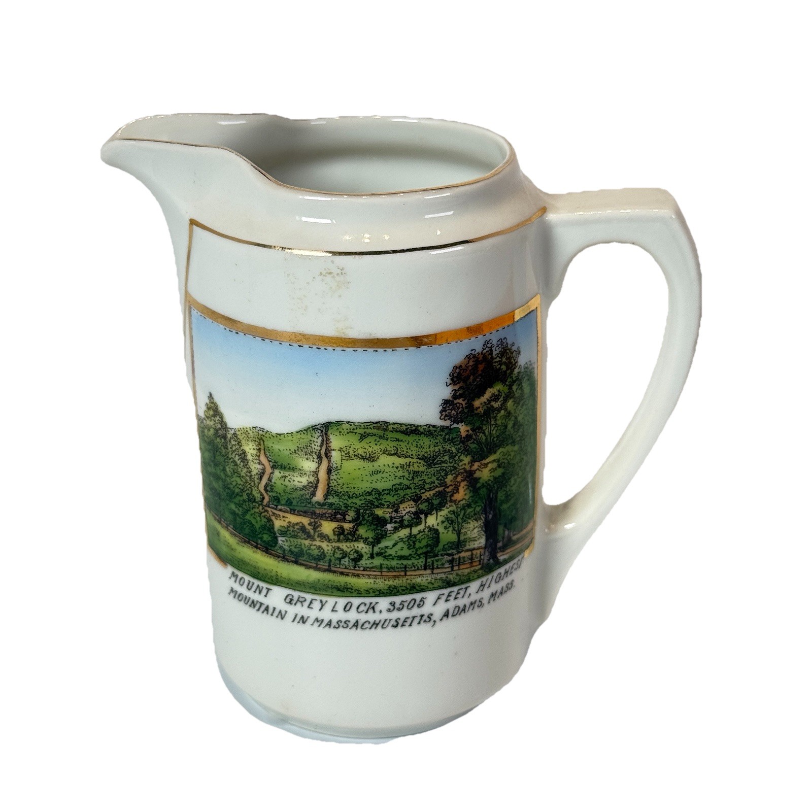 ADAMS, MASSACHUSETTS MA Antique MOUNT GREYLOCK China Souvenir Creamer ADAMS, MASSACHUSETTS MA Antique MOUNT GREYLOCK China Souvenir Creamer