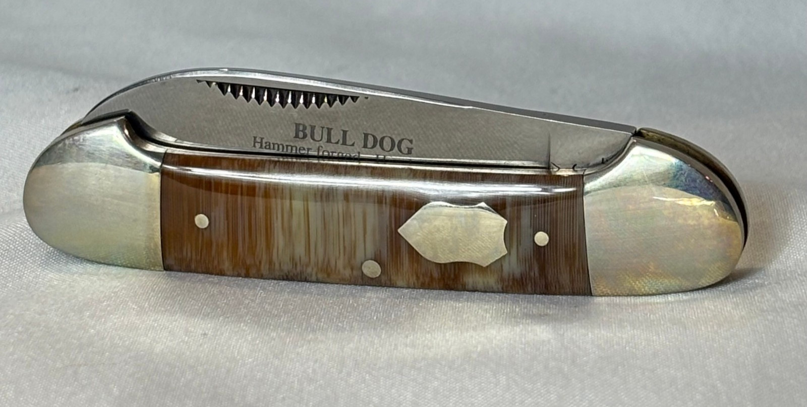 1997 Bulldog Brand Pitbull Knife Canoe Double Folding Blade Handmade Germany 1997 Bulldog Brand Pitbull Knife Canoe Double Folding Blade Handmade Germany