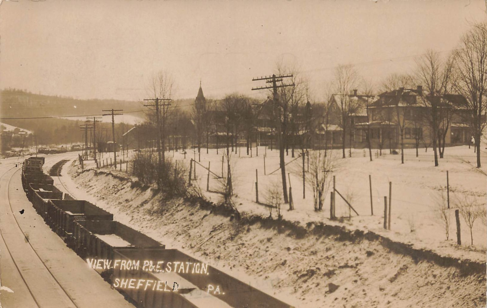 LP63 Sheffield Pennsylvania View from P&E Station 1908 RPPC Postcard LP63 Sheffield Pennsylvania View from P&E Station 1908 RPPC Postcard