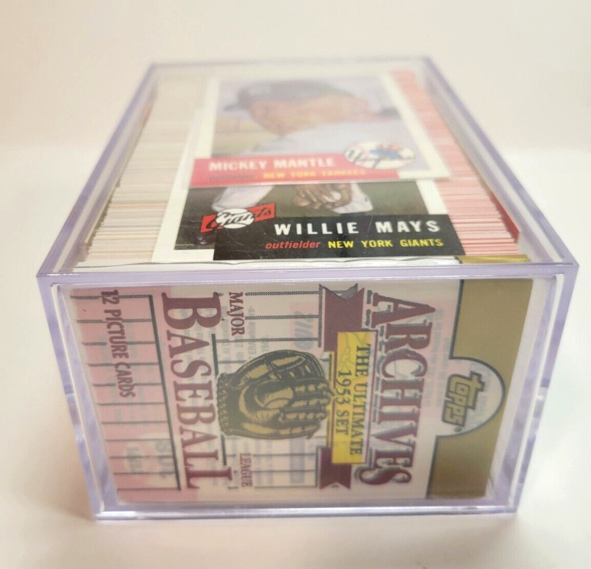 1953 topps archives set with unopened pack & clear storage box 1953 topps archives set with unopened pack & clear storage box