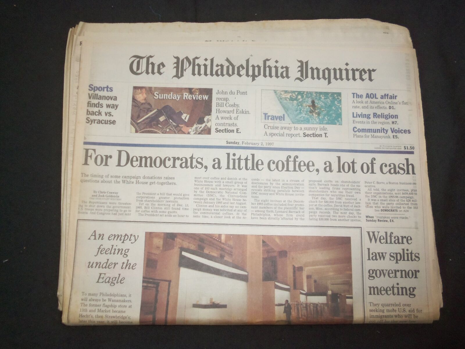 1997 FEBRUARY 2 PHILADELPHIA INQUIRER - FOR DEMOCRATS, A LOT OF CASH - NP 7439
