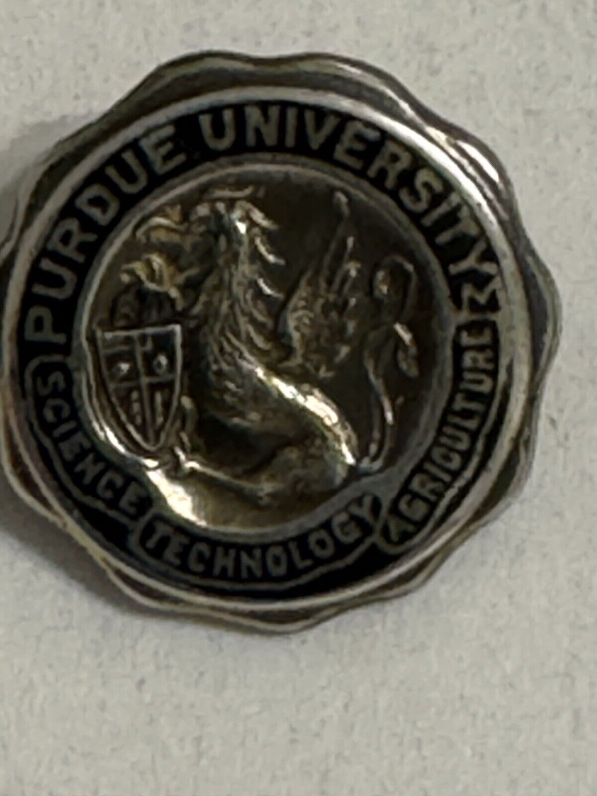 Purdue University Vintage Sterling Lapel Pin  Super Cool  Check Out Photos