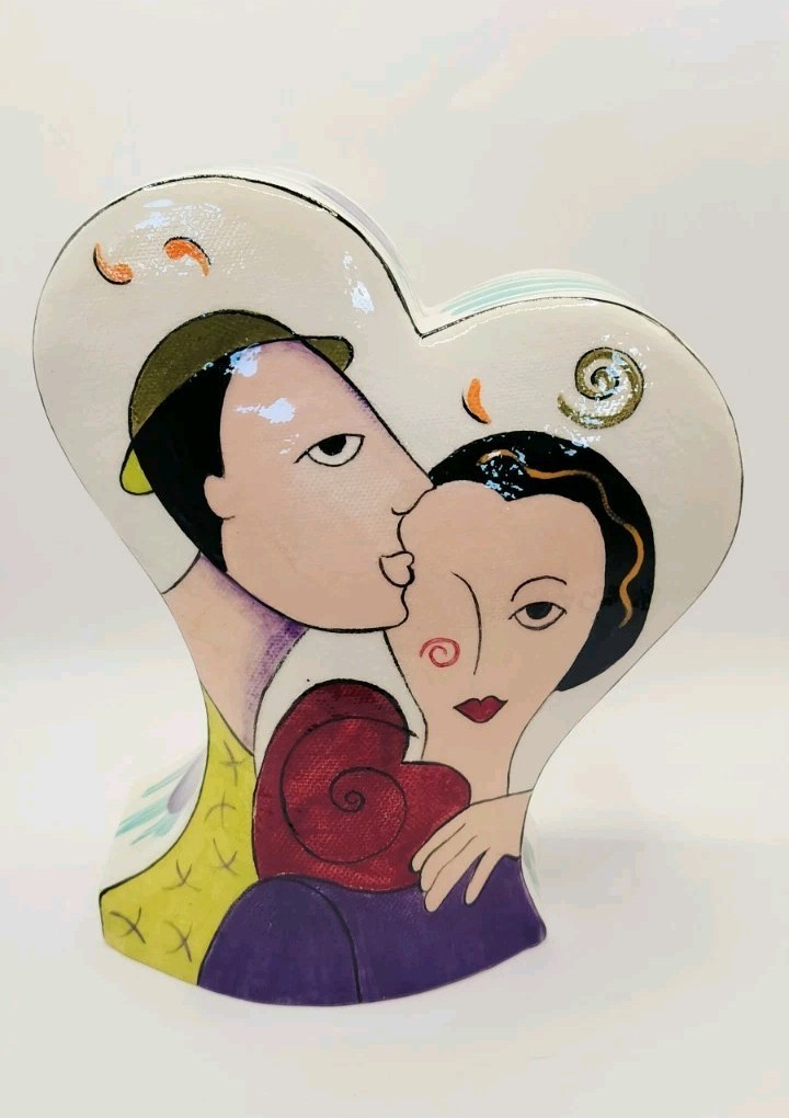 Vintage Virginia Seeley Signed 1998 Art Nouveau Couple Love Ceramic Figurine Vintage Virginia Seeley Signed 1998 Art Nouveau Couple Love Ceramic Figurine