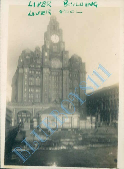 Liverpool Liver Building Waterfront in 1945 Original 3.25 x 2.25 inch 