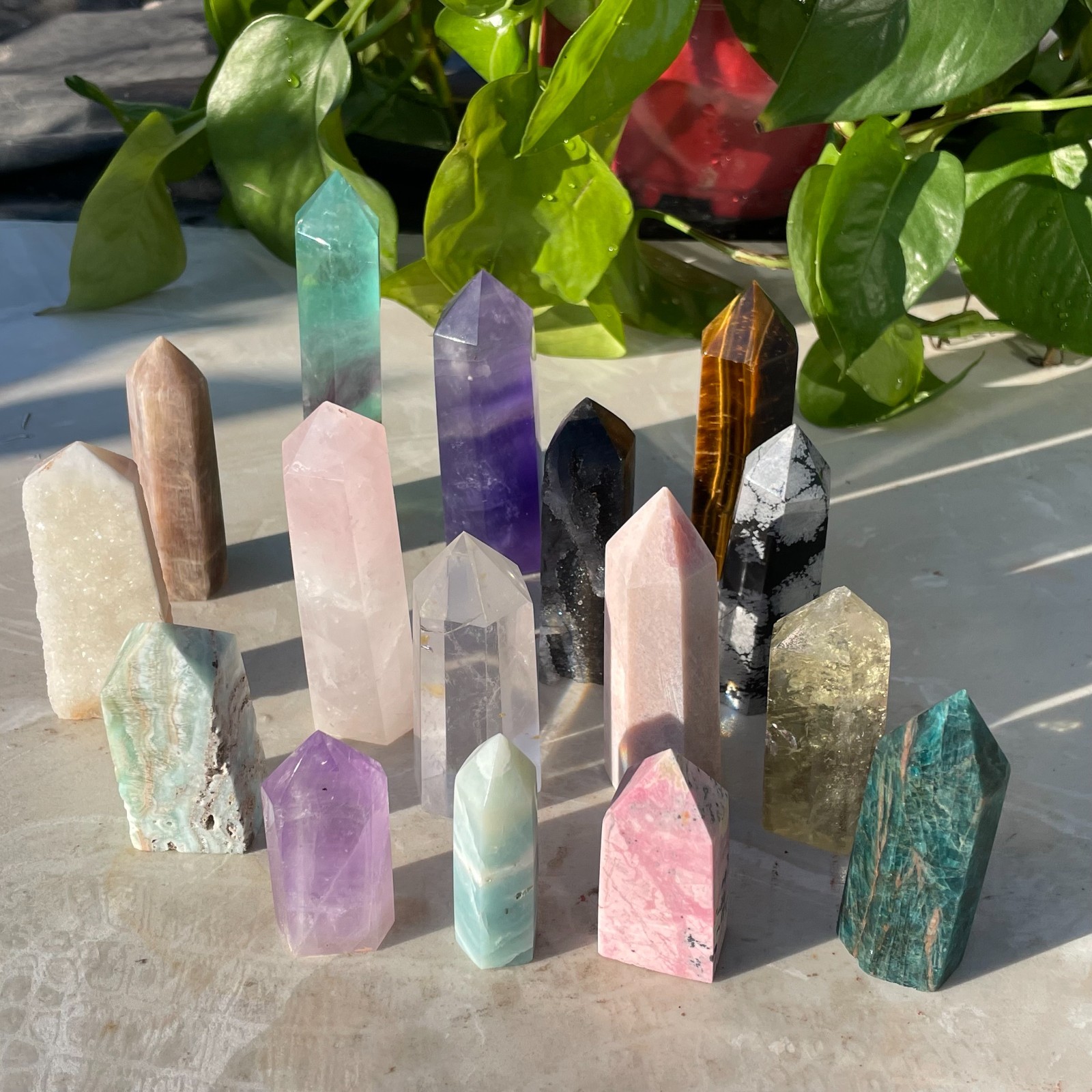 16pcs A LOT Natural quartz obelisk crystal WAND point healing random 16pcs A LOT Natural quartz obelisk crystal WAND point healing random