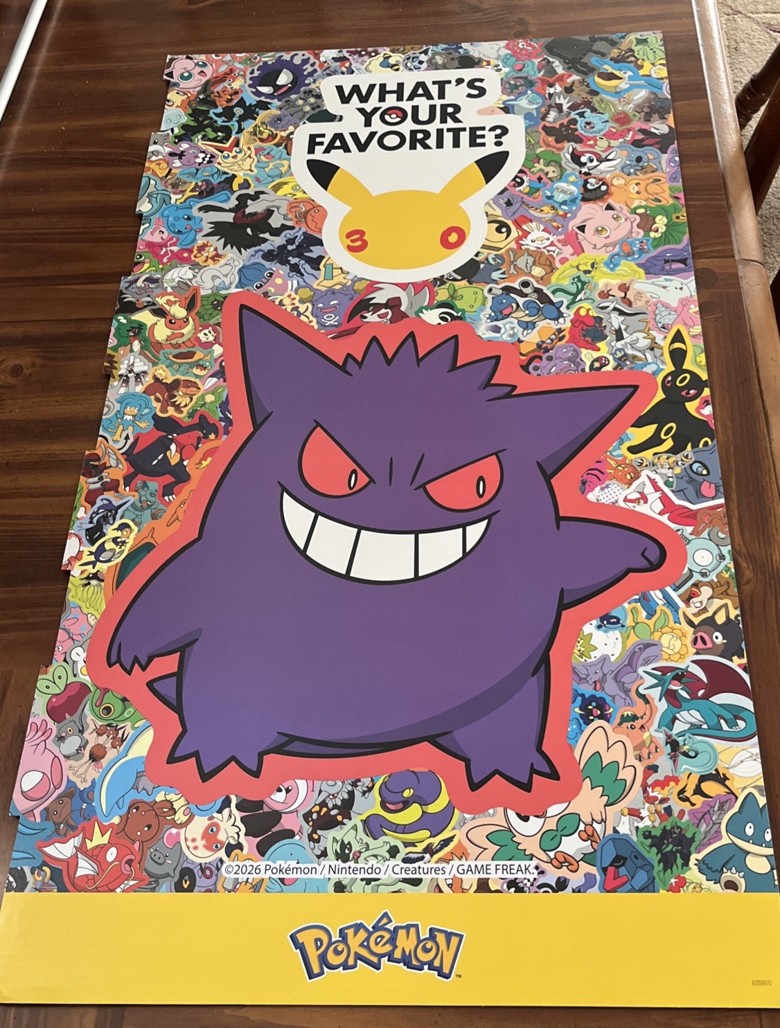 Rare Promo Pokemon 30th anniversary Store Display 2 sided cardboard Poster