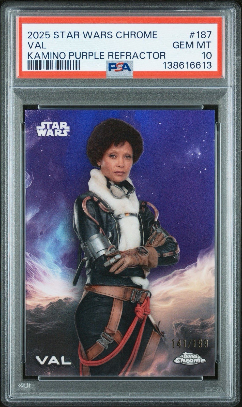 2025 Topps Chrome Star Wars #187 Val Kamino Purple /199 PSA 10 POP 1 2025 Topps Chrome Star Wars #187 Val Kamino Purple /199 PSA 10 POP 1