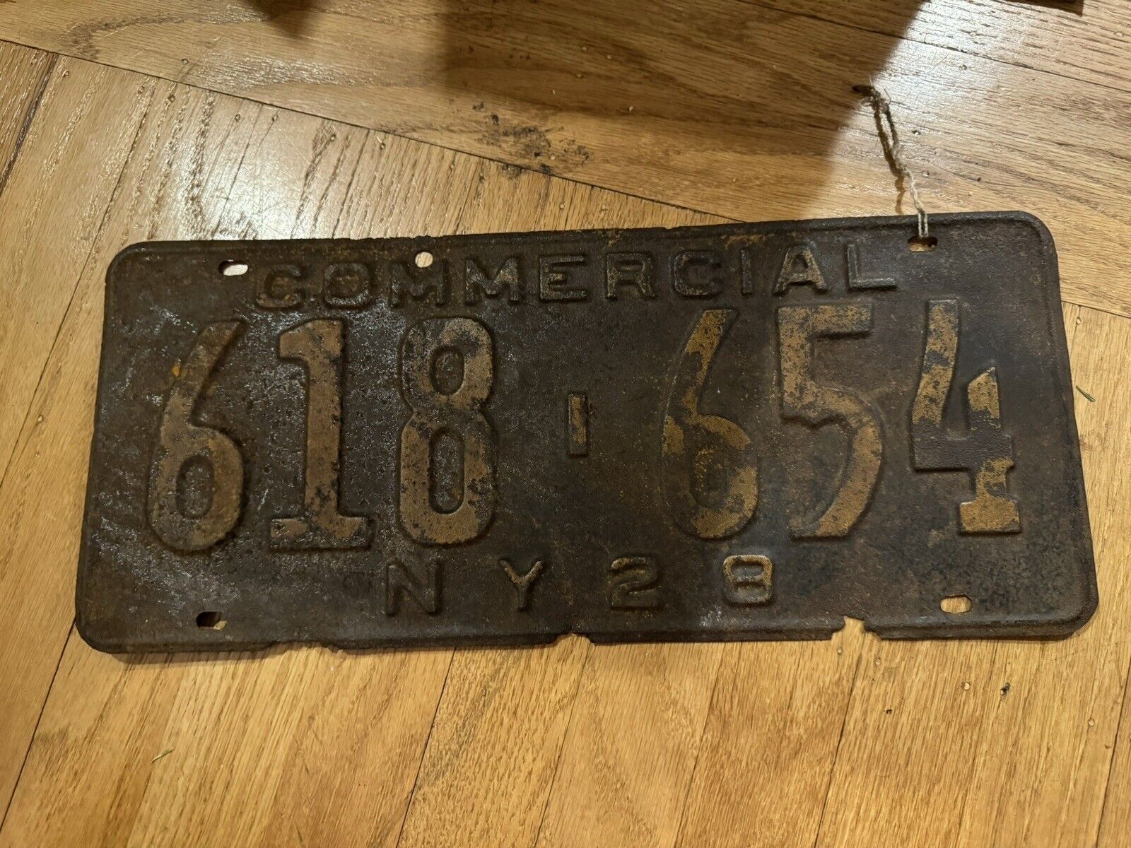 1928 NY New York Commercial License Plate Bar Man cave vintage