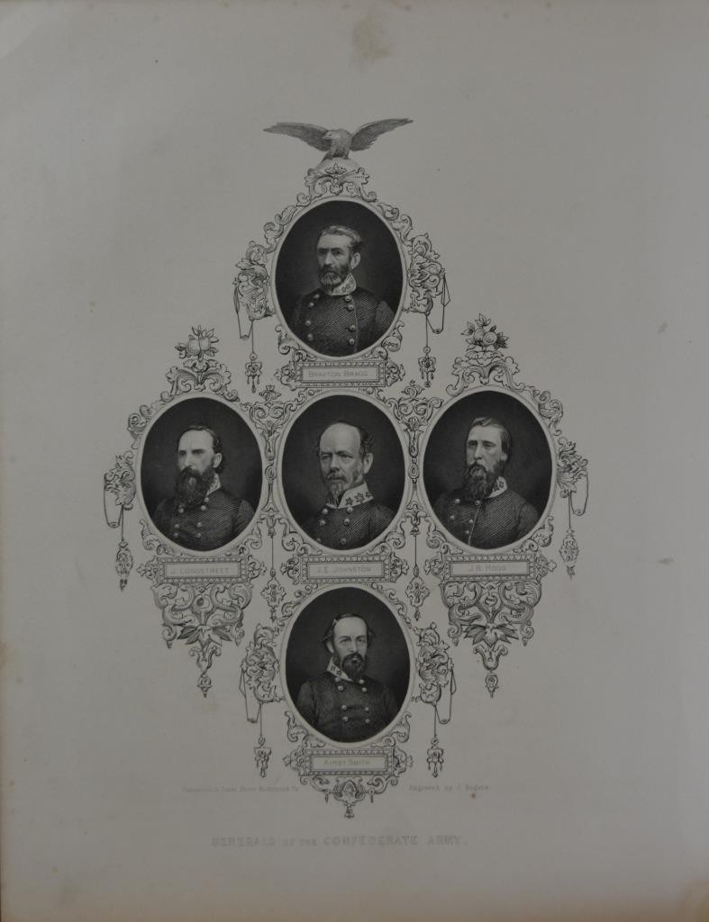 Antique United States Civil War Confederate Generals Art Original 1878