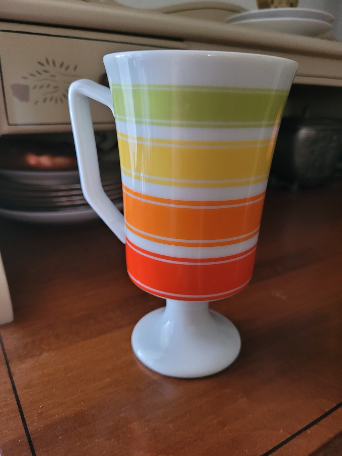 Vintage JSC Candy Stripes Pedestal Mug