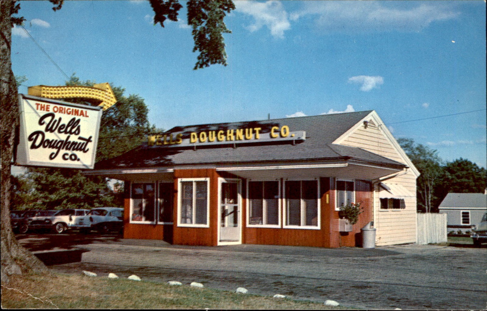 Wells ME Wells Doughnut Co. Wakefield Trading Co. c1950s-60s Vintage Postcard Wells ME Wells Doughnut Co. Wakefield Trading Co. c1950s-60s Vintage Postcard