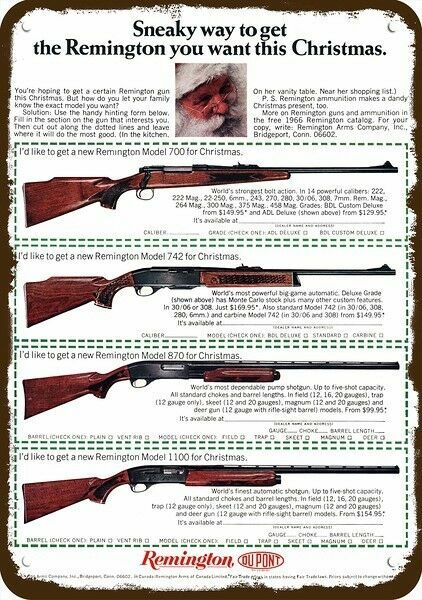 1966 REMINGTON 700 742 RIFLE 870 SHOTGUN Vntg-Look DECORATIVE REPLICA METAL SIGN 1966 REMINGTON 700 742 RIFLE 870 SHOTGUN Vntg-Look DECORATIVE REPLICA METAL SIGN