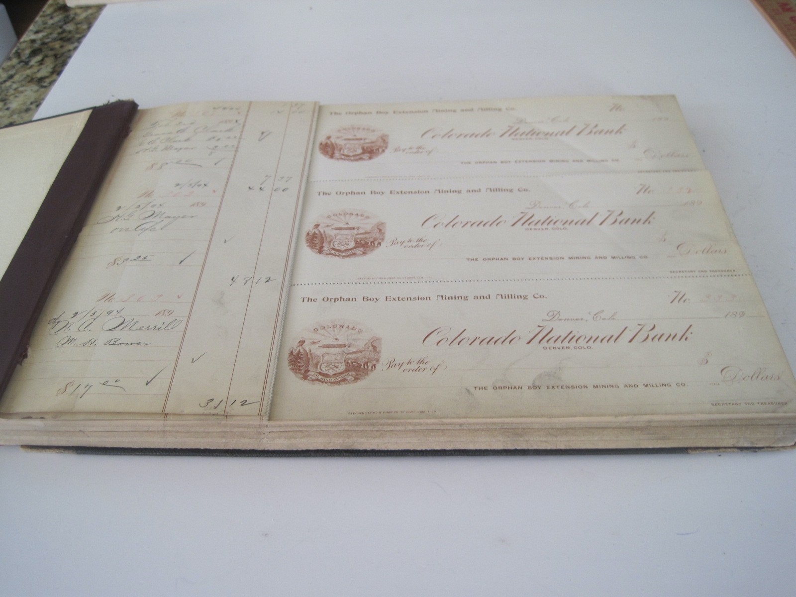 Checkbook Antique The Orphan Boy Ext. M & M Colorado National Bank ALMA CO 1890s