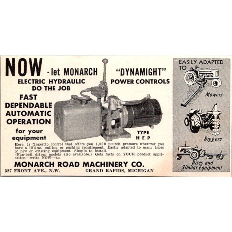 Monarch Road Machinery Co. Dynamight Power Controls Grand Rapids 1953 Ad SAI2-2