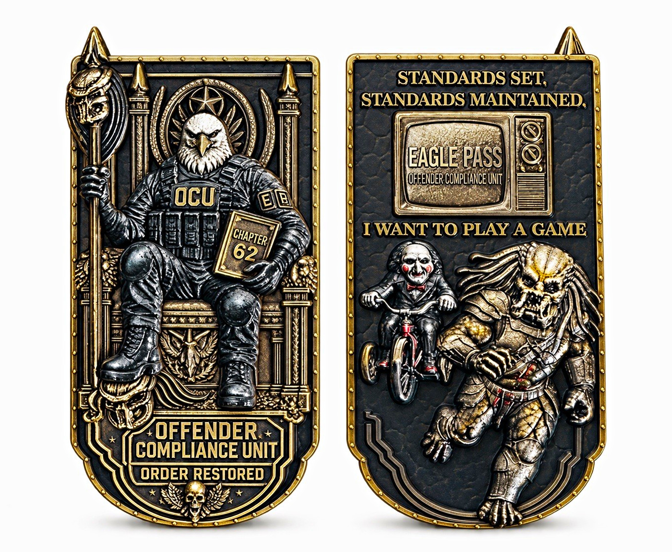 Offender Compliance Unit Police Chapter 62 Eagle Pass Challenge Coin Offender Compliance Unit Police Chapter 62 Eagle Pass Challenge Coin