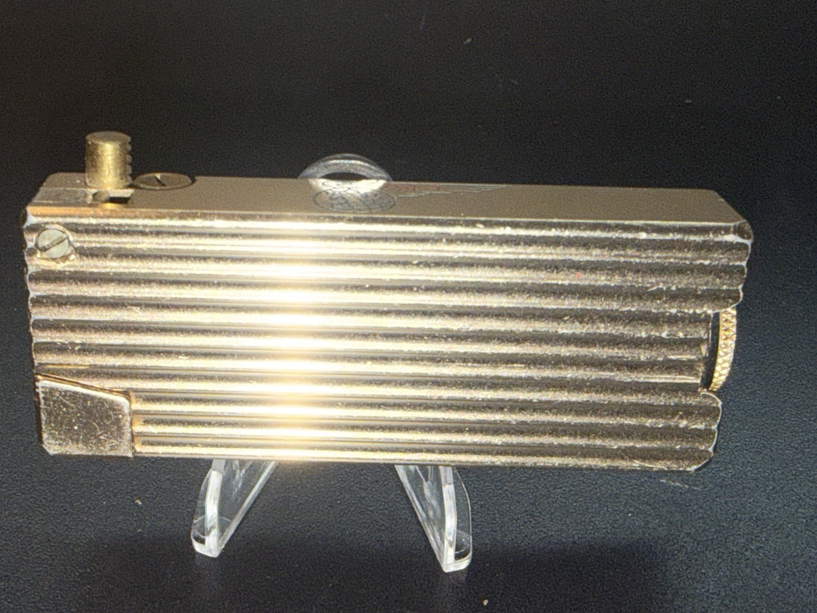 Vintage 1950s Pan Am Penguin Cygnus Petrol Roller Lighter Gold Tone Japan