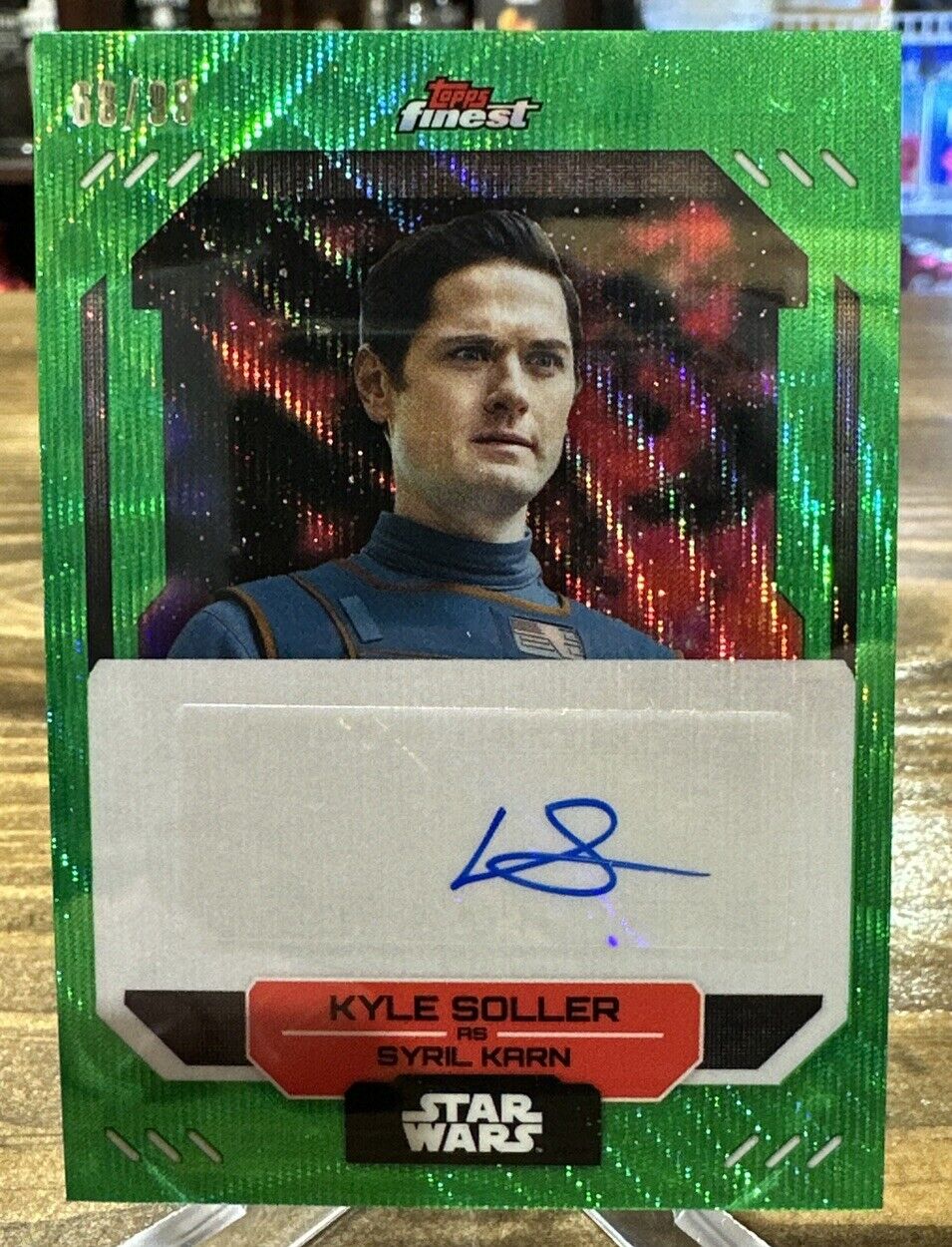 2023 Topps Star Wars Finest Kyle Soller as Syril Karn Green Wave Auto Card /99