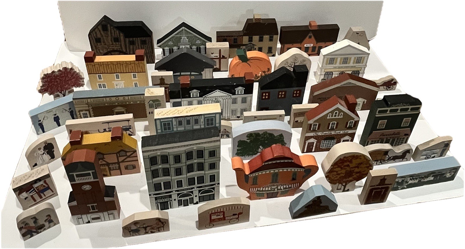 Lot of 45 Cat’s Meow Village Pieces Buildings & Figures, Some Signed/Dated Lot of 45 Cat’s Meow Village Pieces Buildings & Figures, Some Signed/Dated