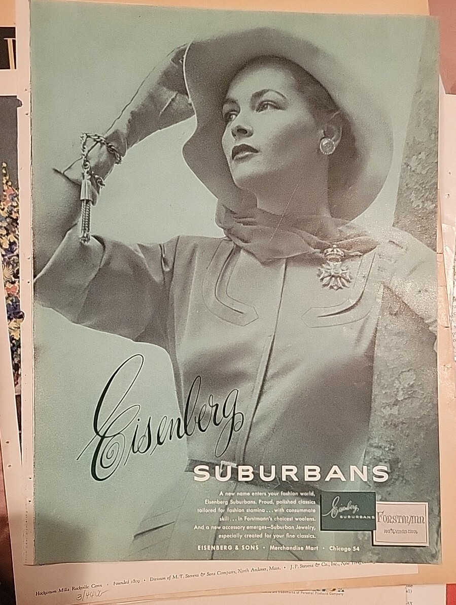 1948 Women's Eisenberg & Sons Surburbans Dress jewelry Vintage Fashion Ad 1948 Women's Eisenberg & Sons Surburbans Dress jewelry Vintage Fashion Ad