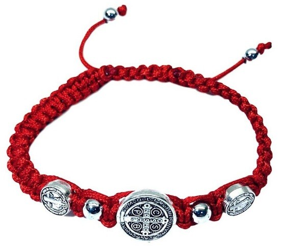 Saint St Benedict Red Medal Trinity Bracelet Pulsera Roja De San Benito Saint St Benedict Red Medal Trinity Bracelet Pulsera Roja De San Benito