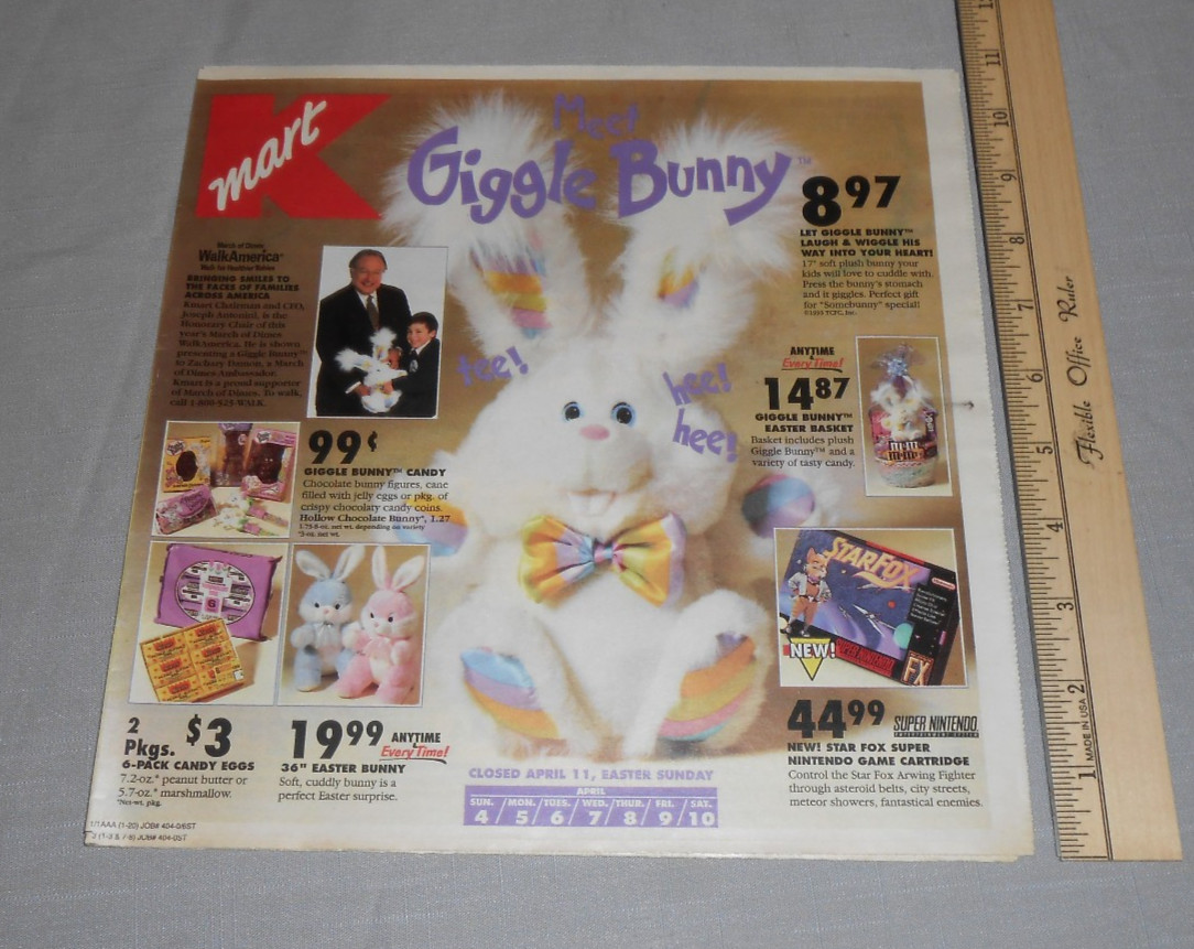 Vtg 1993 KMART Store Circular Ad Easter Super Nintendo Star Fox Game Boy TMNT