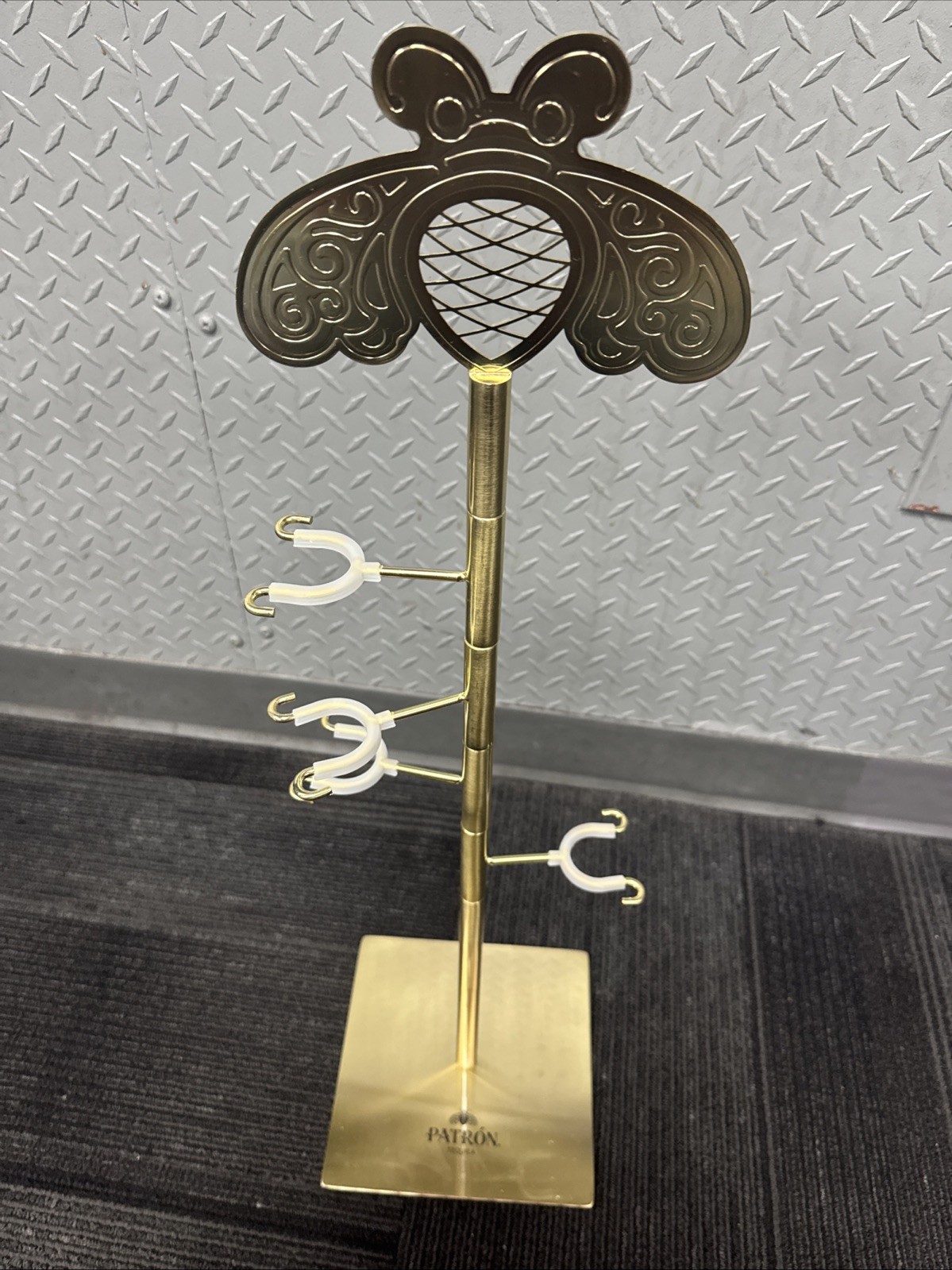 Exclusive Patron Tequila Metal Bottle Display Stand Gold 28” tall New In Box Exclusive Patron Tequila Metal Bottle Display Stand Gold 28” tall New In Box