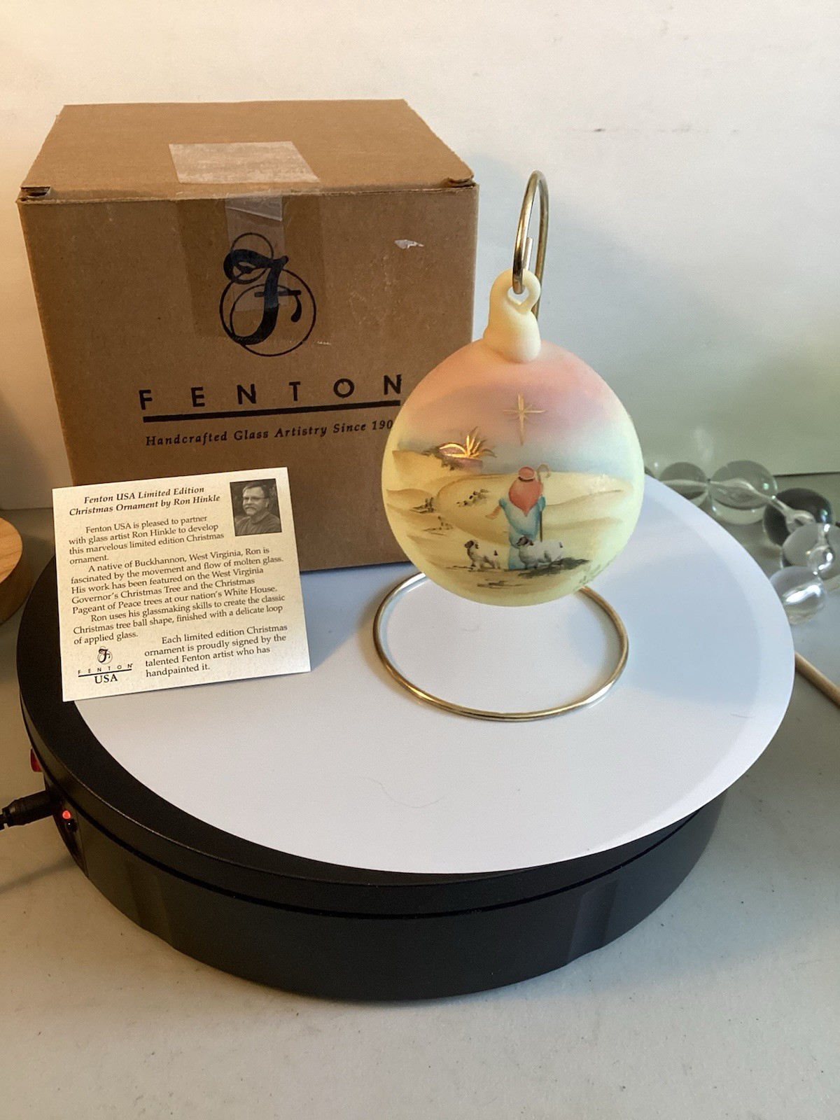 Fenton Art Glass LTD Edition Hand Painted Burmese Christmas Star Ornament NIB Fenton Art Glass LTD Edition Hand Painted Burmese Christmas Star Ornament NIB