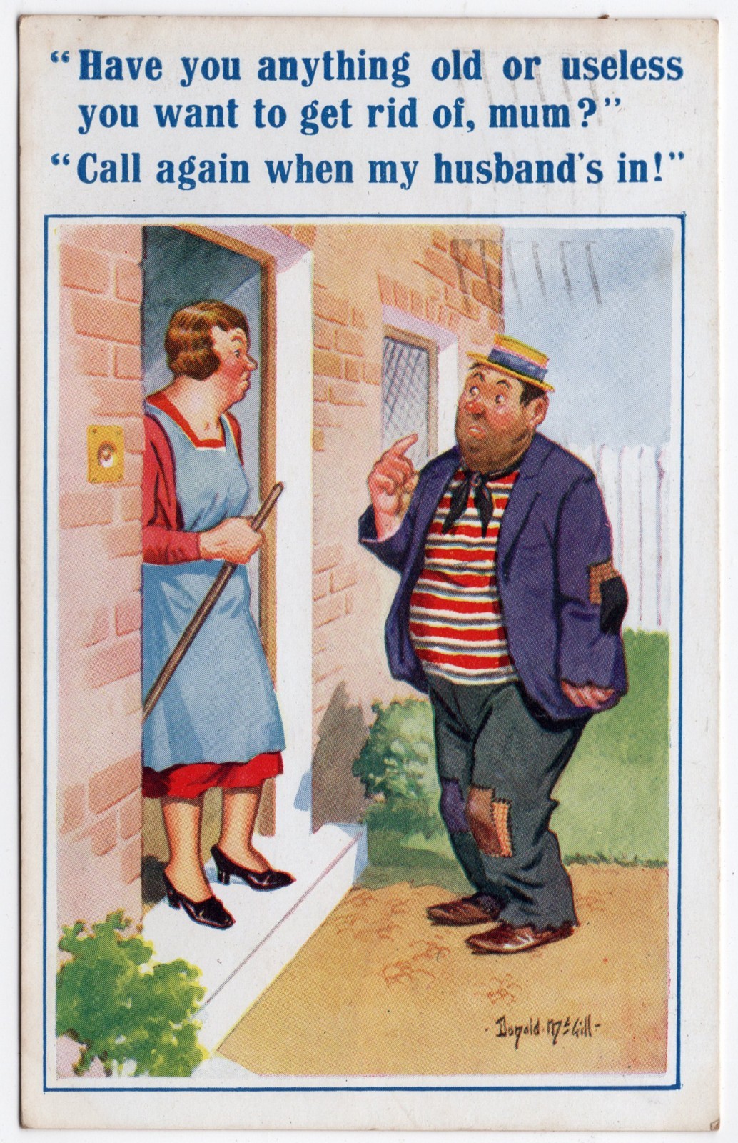 Antique 1936 Comic Husband Joke Postcard 