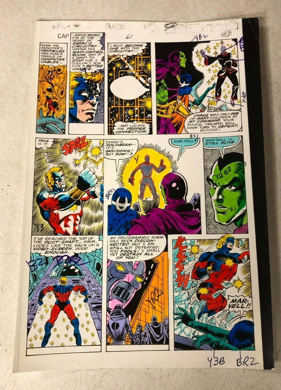 CAPTAIN MARVEL #61 comic art color guide 1979 ELYSIUS DRAX DESTROYER ISAAC CAPTAIN MARVEL #61 comic art color guide 1979 ELYSIUS DRAX DESTROYER ISAAC