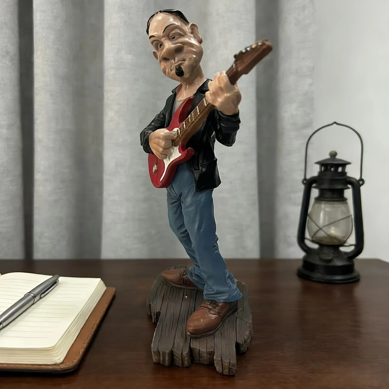 Whimsical Guitarist Statue Hand-Painted Resin Musician Figurine Decor