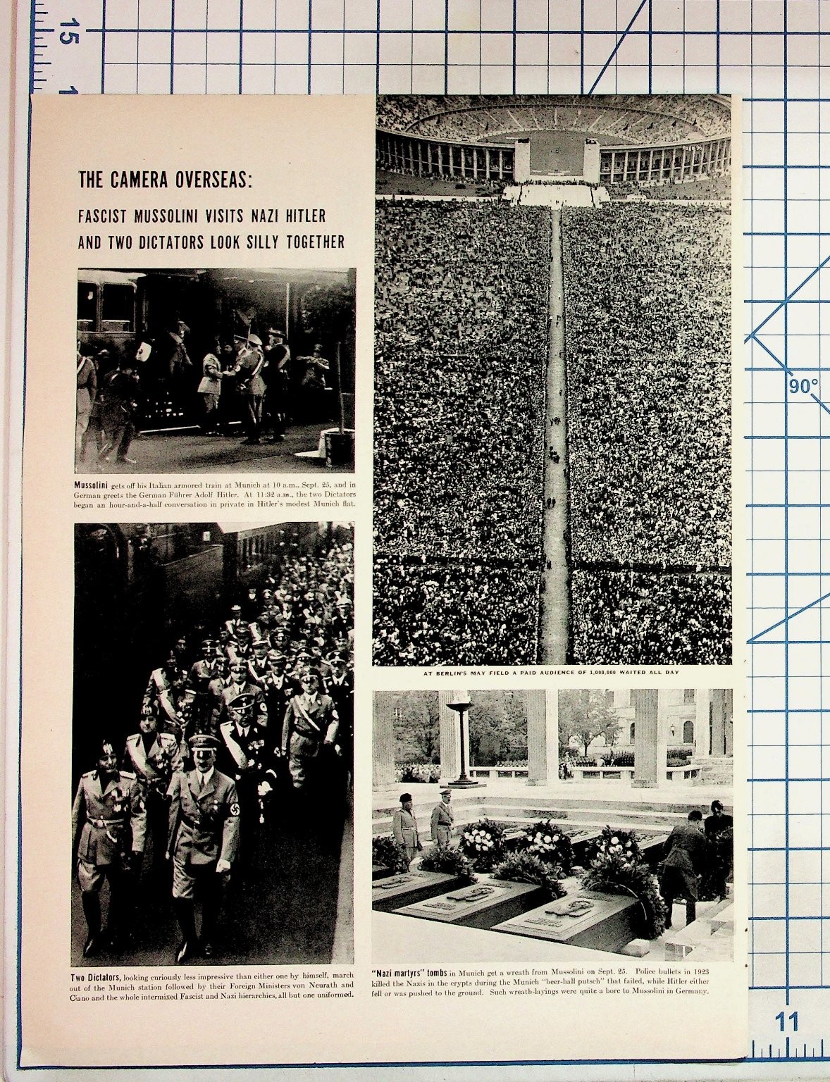 1933 Mussolini Hitler Munich Visit Magazine Article Ephemera Nazi Germany 1933 Mussolini Hitler Munich Visit Magazine Article Ephemera Nazi Germany