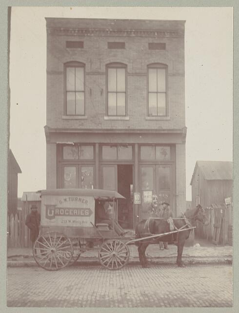 Chattanooga Tennessee 1900s G.W. Turner Groceries Horse Cart Storefront