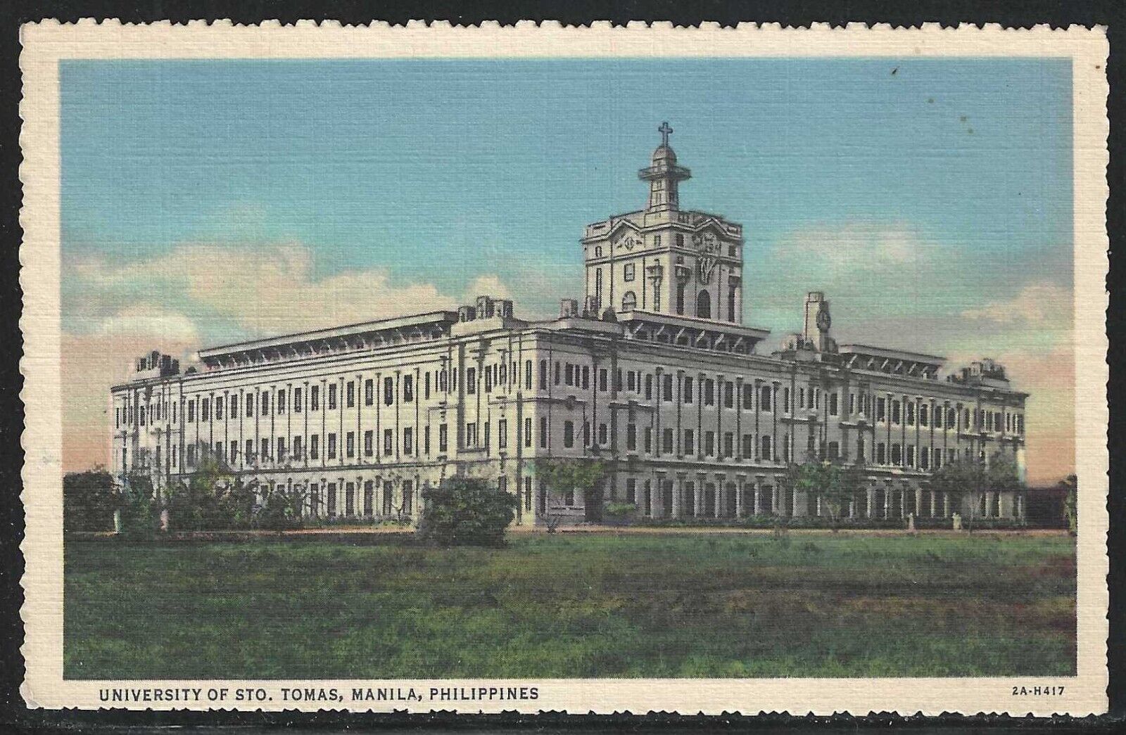 University of St. Tomas, Manila, Philippines, Early Linen Postcard, unused