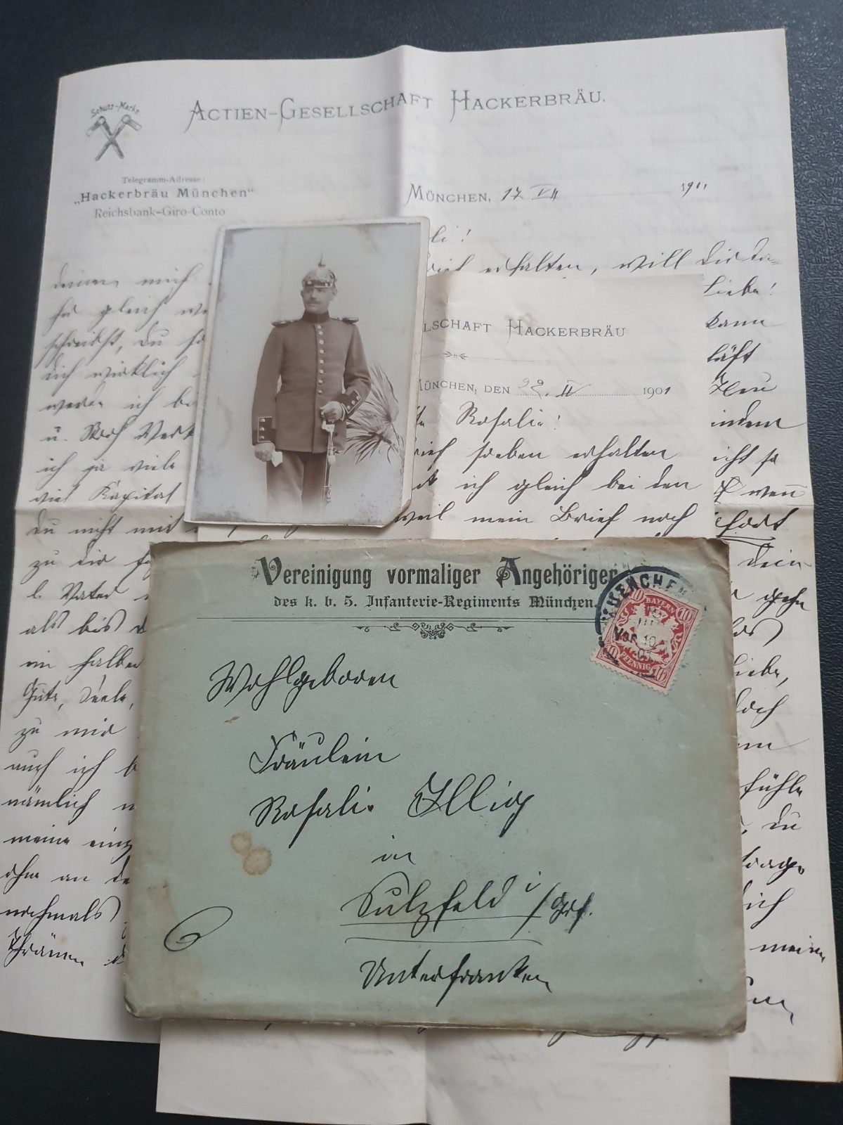Original German Pre Ww1 Letter+ Photo KB 5 Inf Rgt 1901 Munich Original German Pre Ww1 Letter+ Photo KB 5 Inf Rgt 1901 Munich