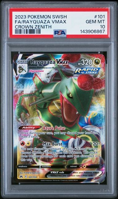 Graded Pokemon - Rayquaza VMAX (101/159) Crown Zenith PSA 10 Graded Pokemon - Rayquaza VMAX (101/159) Crown Zenith PSA 10