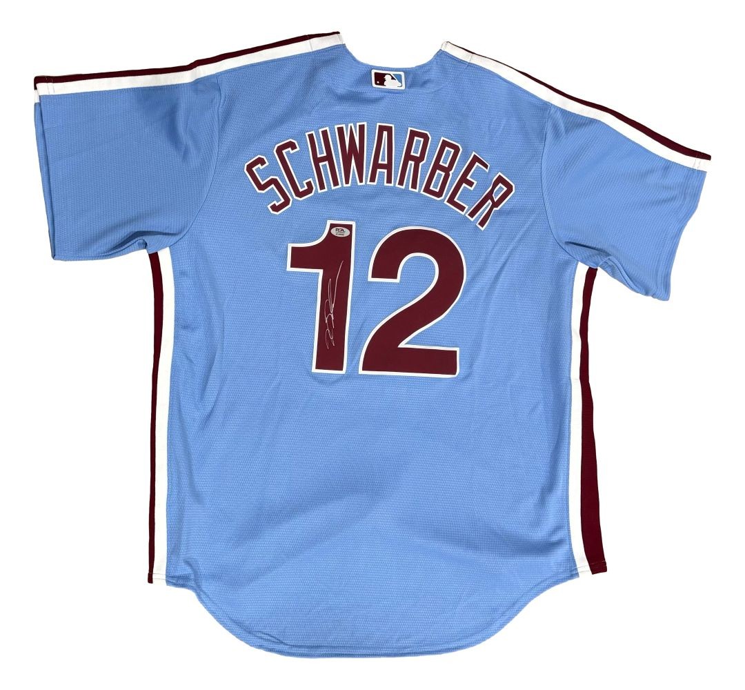 Kyle Schwarber Signed Philadelphia Philles Nike Throwback Replica Jersey PSA/DNA